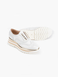 Luca Grossi White Brogue Style Slip On Platform Sneaker F632M