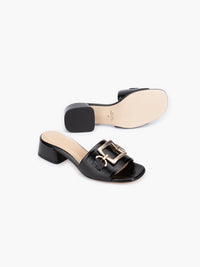 Luca Grossi Heeled Black Patent with Gold Slide Naplak K481S