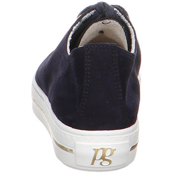 Paul Green Suede Navy Sneaker with Gold Stripe 4977-005