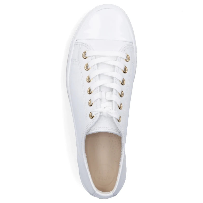 Paul Green White Patent Sneaker with Gold Stripe 4977-015