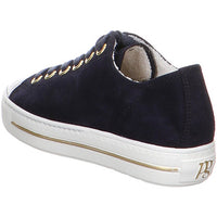 Paul Green Suede Navy Sneaker with Gold Stripe 4977-005