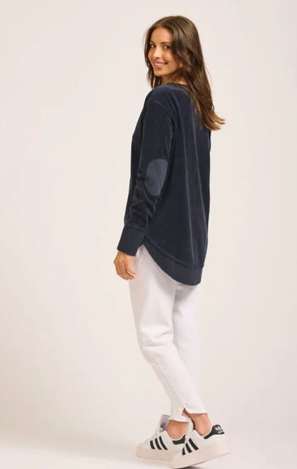 Est1971 High-Low Velour Sweatshirt Navy