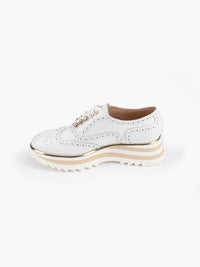 Luca Grossi White Brogue Style Slip On Platform Sneaker F632M